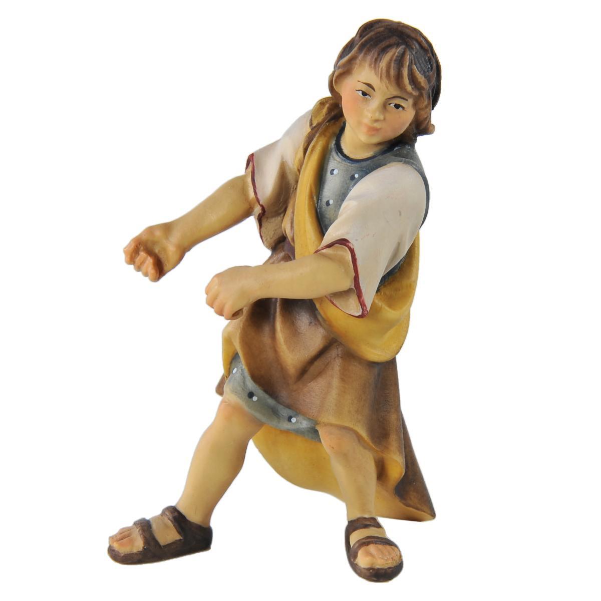 Statua cm.15 Scultura in Legno Pastorello che Tira la fune | Ulpe