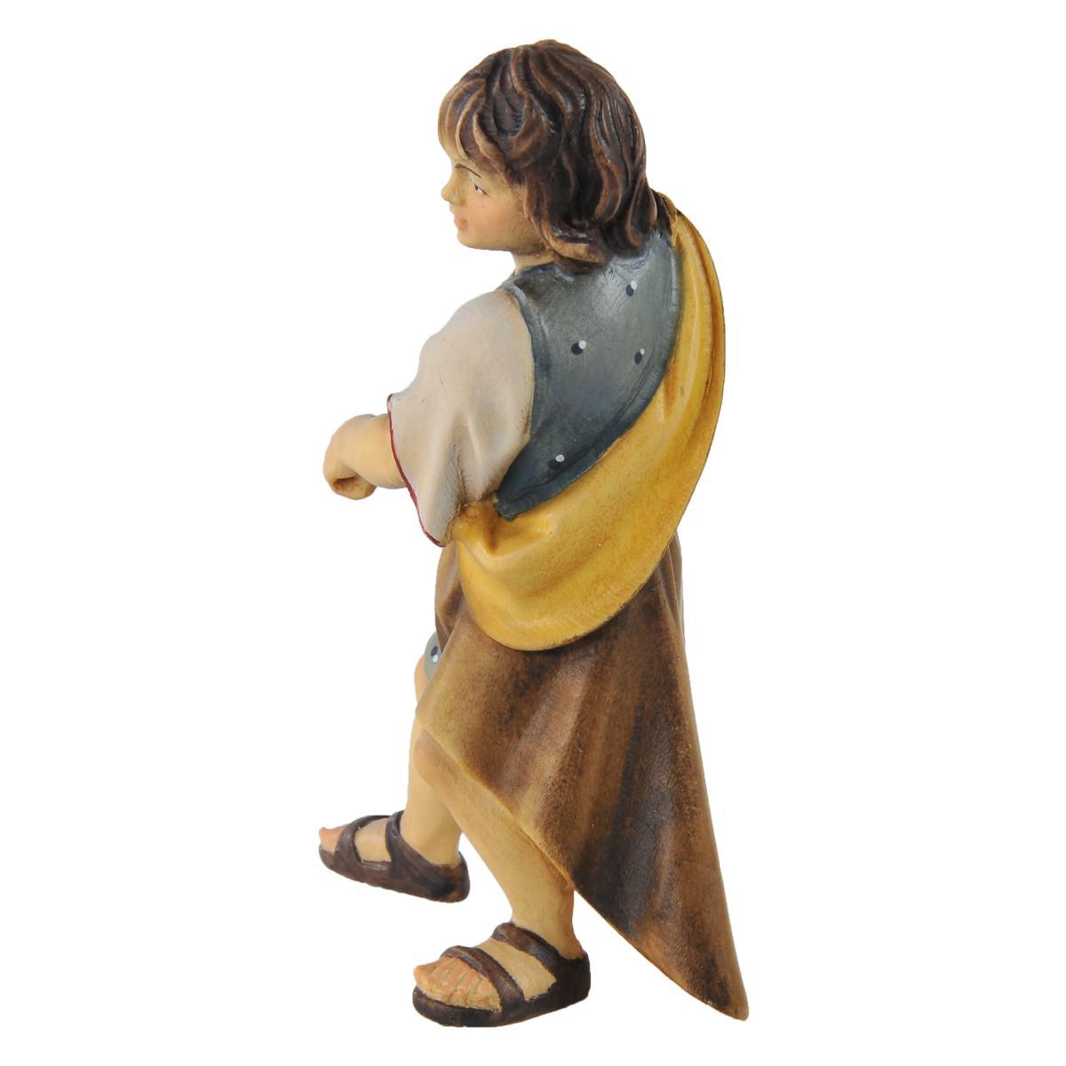 Statua cm.15 Scultura in Legno Pastorello che Tira la fune | Ulpe