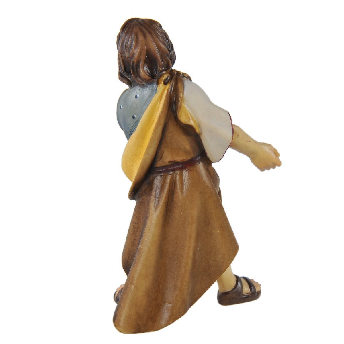 Statua cm.15 Scultura in Legno Pastorello che Tira la fune | Ulpe