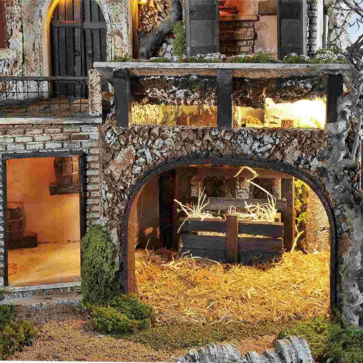 Paesaggio con Luci Capanna Fontana cm.97x57xH62 PR198 | Arte del Presepe