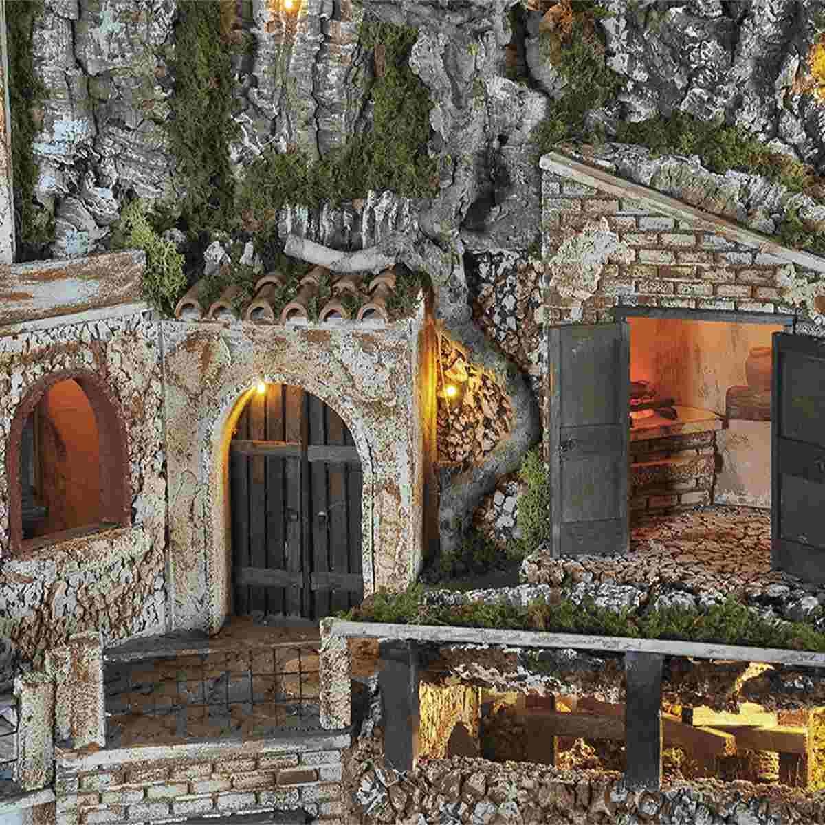 Paesaggio con Luci Capanna Fontana cm.97x57xH62 PR198 | Arte del Presepe