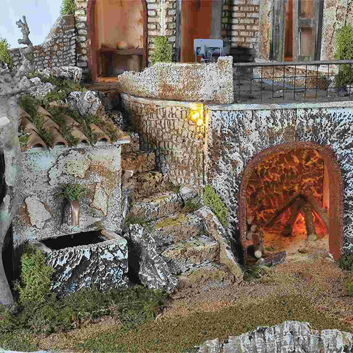 Paesaggio con Luci Capanna Fontana cm.97x57xH62 PR198 | Arte del Presepe