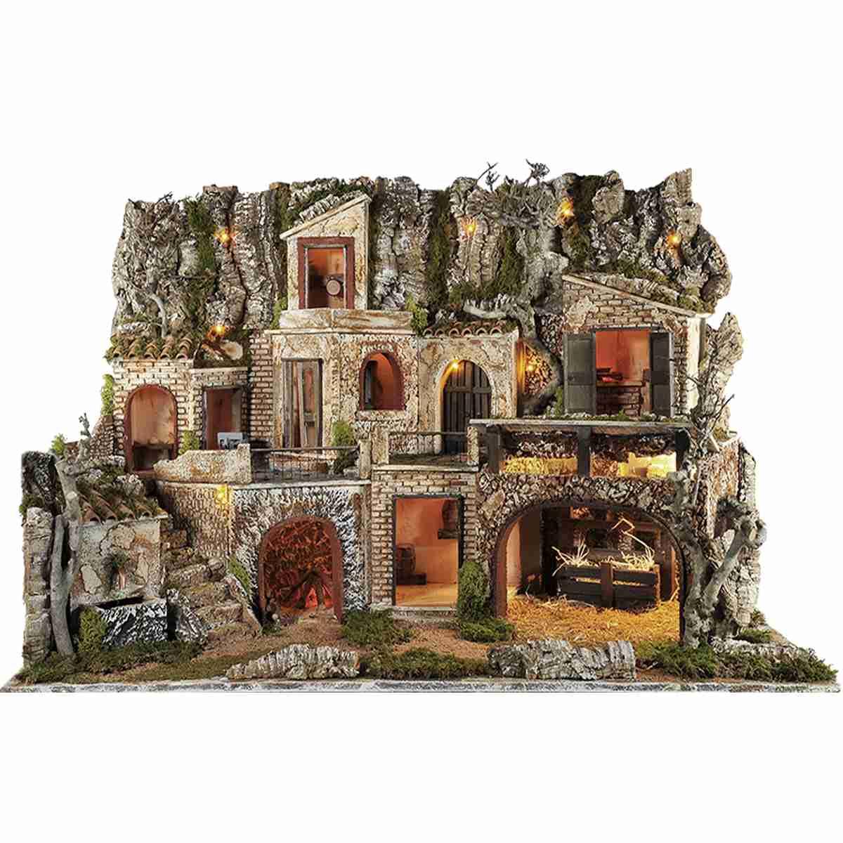 Paesaggio con Luci Capanna Fontana cm.97x57xH62 PR198 | Arte del Presepe