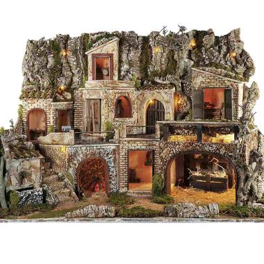 Paesaggio con Luci Capanna Fontana cm.97x57xH62 PR198 | Arte del Presepe