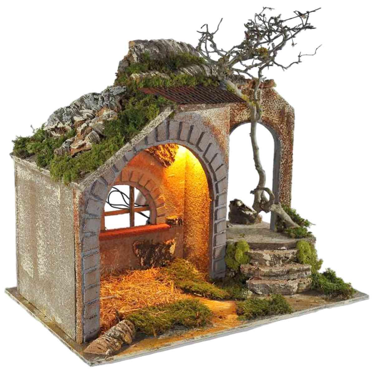 Capanna Legno con Luci cm.53x33xH33 CG20 | Arte del Presepe