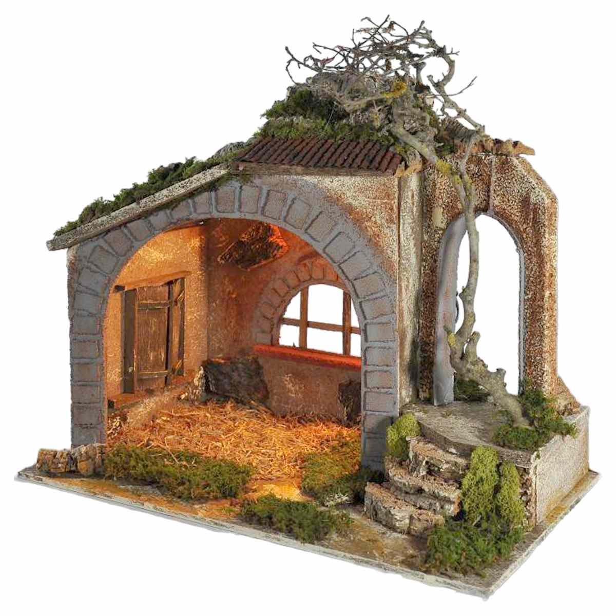 Capanna Legno con Luci cm.53x33xH33 CG20 | Arte del Presepe