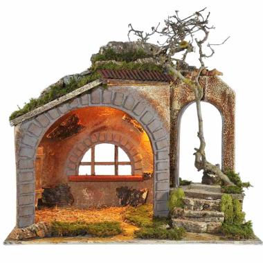 Capanna Legno con Luci cm.53x33xH33 CG20 | Arte del Presepe