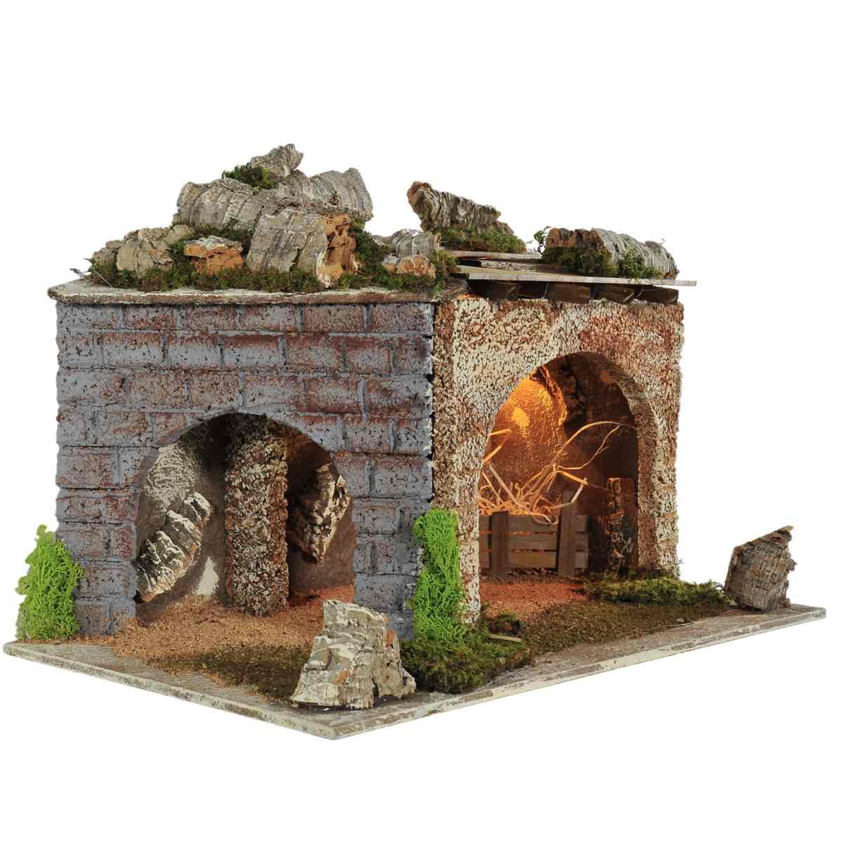 Capanna Legno con Luci cm.52x33xH36 CG43 | Arte del Presepe