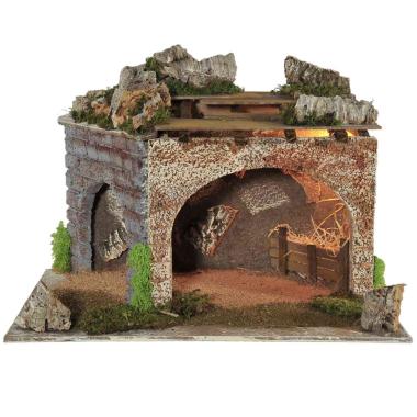 Capanna Legno con Luci cm.52x33xH36 CG43 | Arte del Presepe