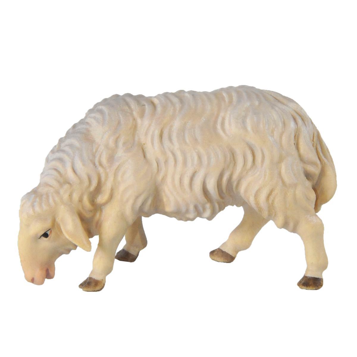 Statua cm.15 Scultura in Legno Pecora che Mangia | Ulpe