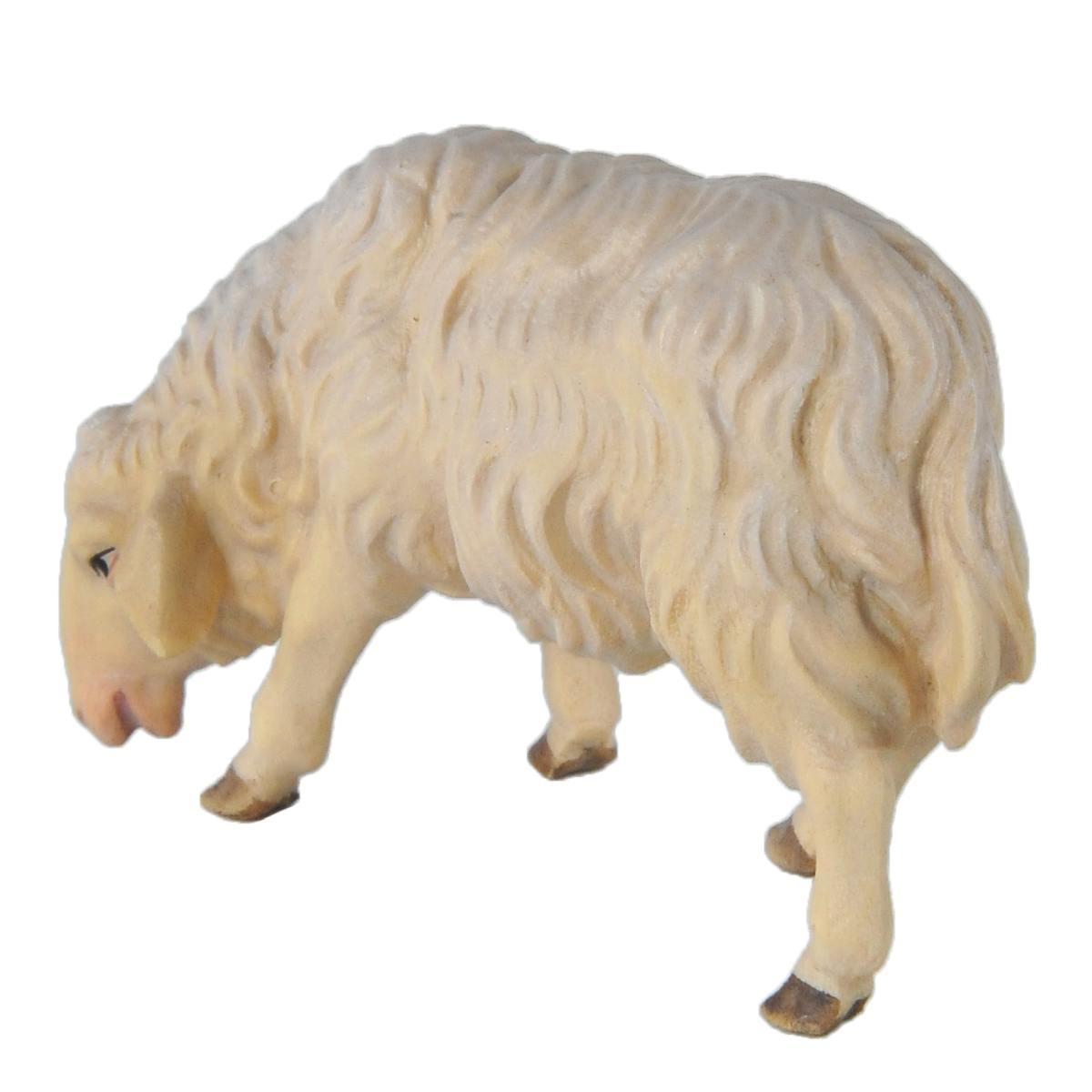 Statua cm.15 Scultura in Legno Pecora che Mangia | Ulpe