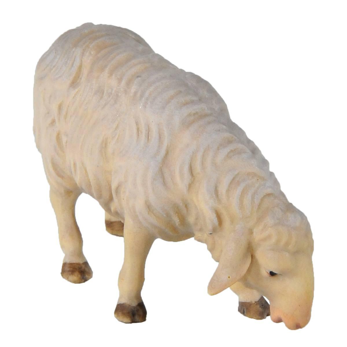 Statua cm.15 Scultura in Legno Pecora che Mangia | Ulpe