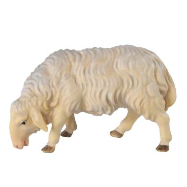 Statua cm.15 Scultura in Legno Pecora che Mangia | Ulpe