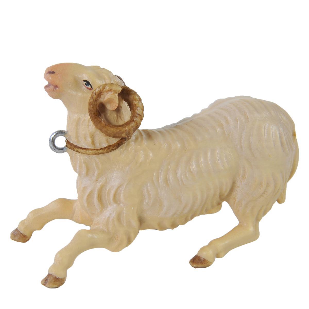 Statua cm.15 Scultura in Legno Montone Inginocchiato con Fune | Ulpe