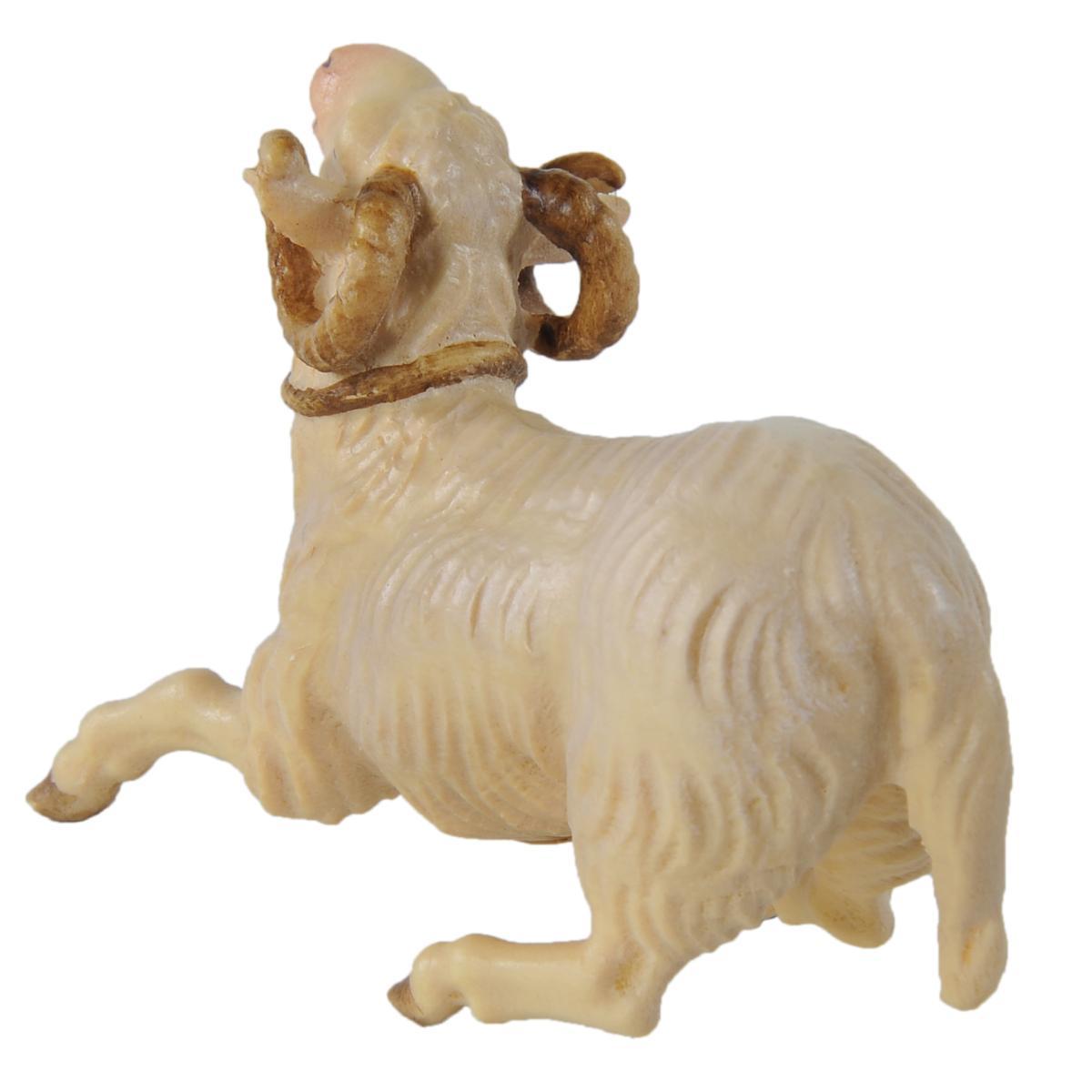 Statua cm.15 Scultura in Legno Montone Inginocchiato con Fune | Ulpe