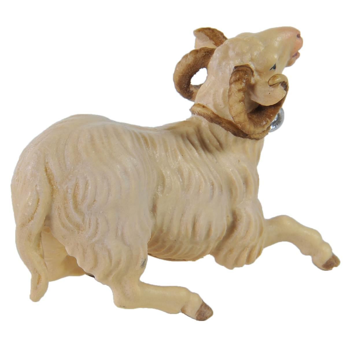 Statua cm.15 Scultura in Legno Montone Inginocchiato con Fune | Ulpe