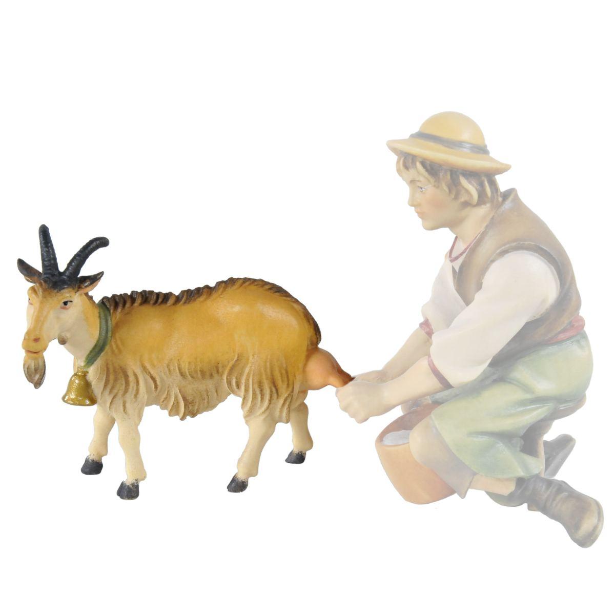 Statua cm.15 Scultura in Legno Capra da Mungere | Ulpe