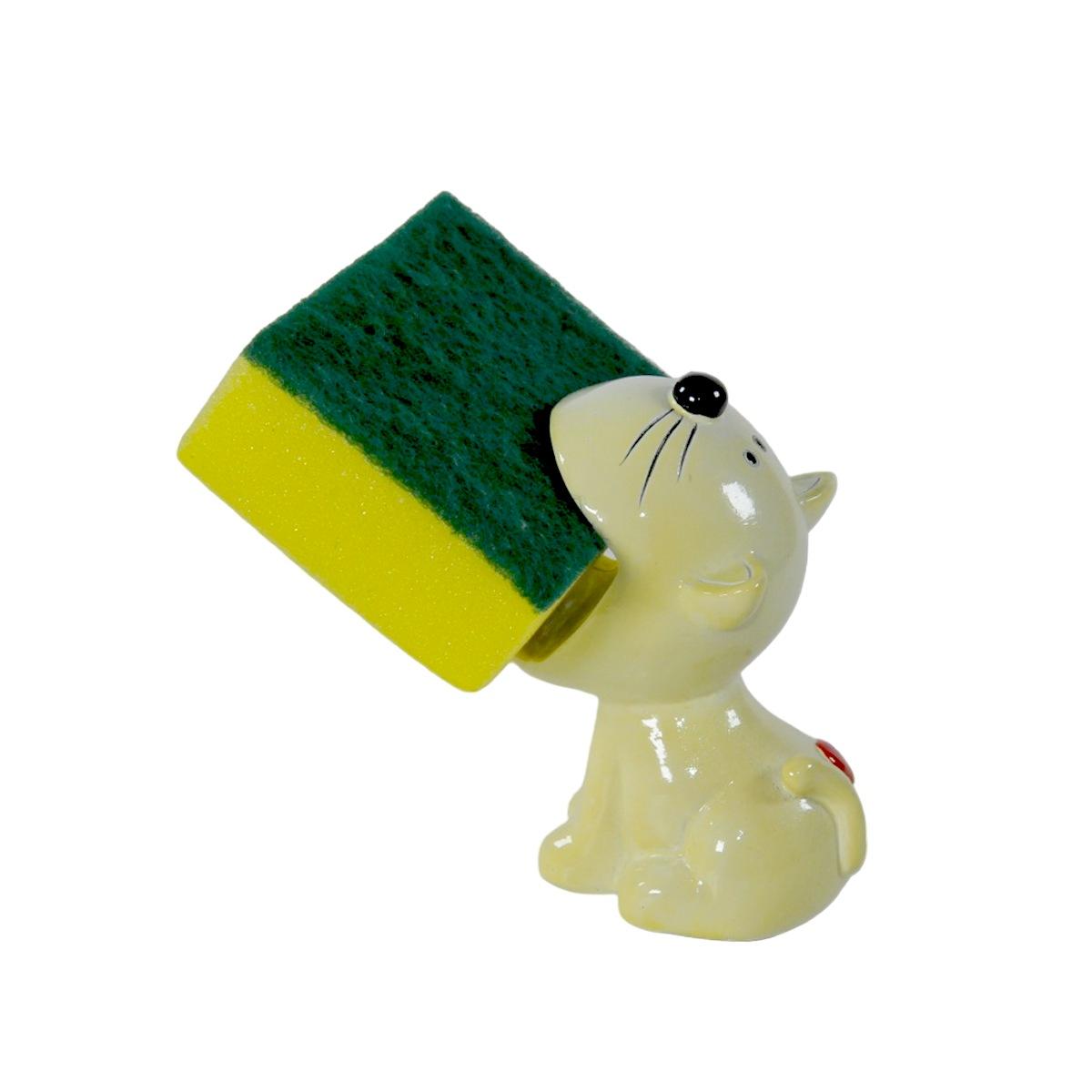 Portaspugne Ceramica Gatto Giallo cm.10 |Montemaggi