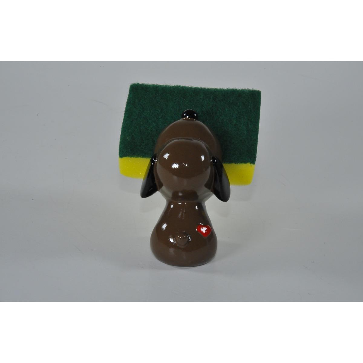 Porta Spugne Ceramica Cane Marrone cm.10 | Montemaggi