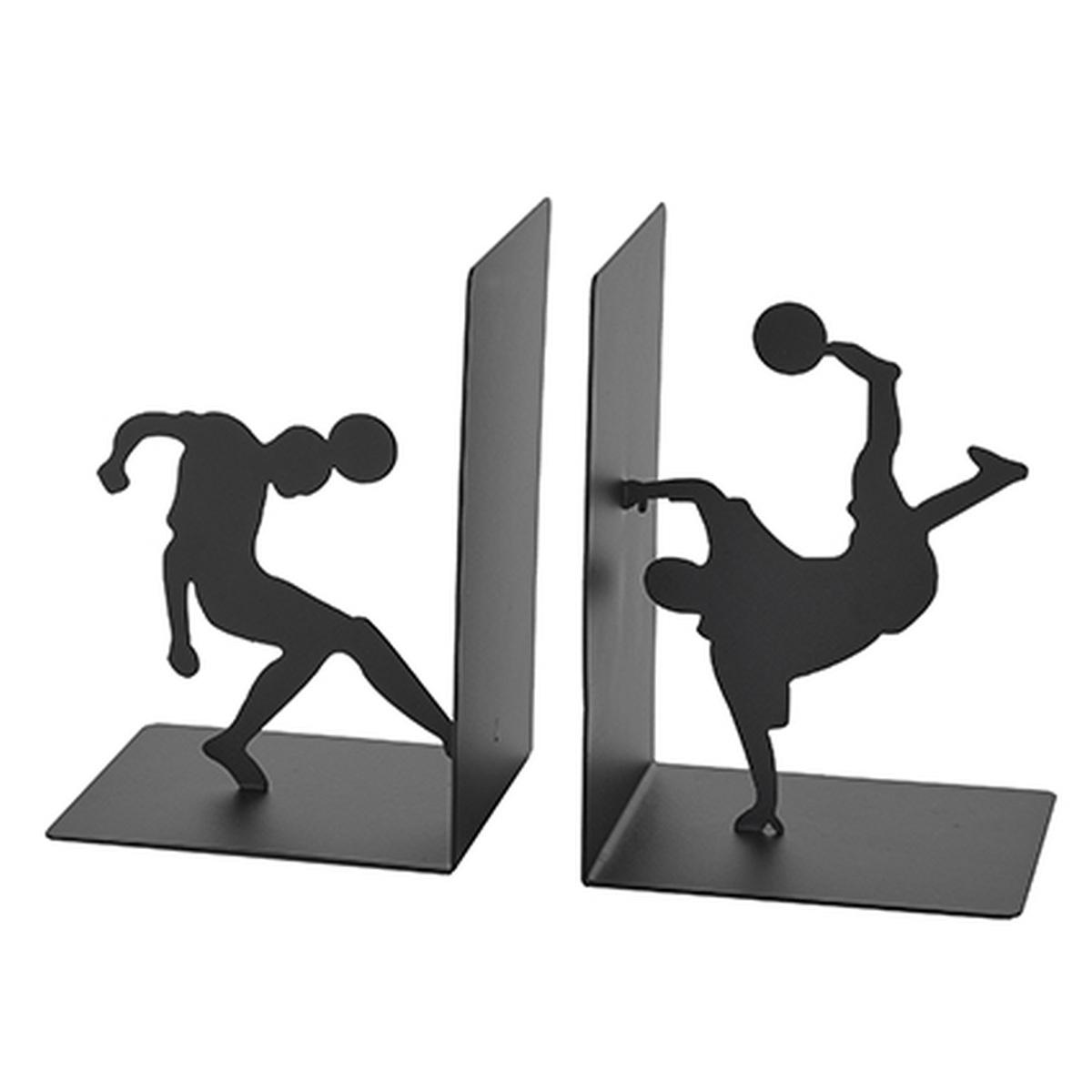 Ferma Libri Metallo Calciatori Nero cm.12x12x17 | Montemaggi