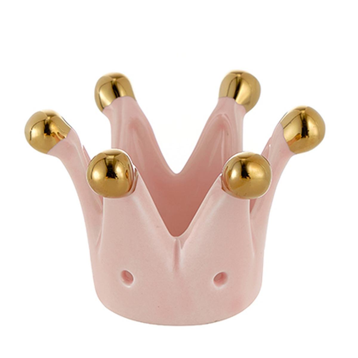 Corona Mini Porcellana Rosa Cipria con Punte Oro cm.8x5 | Montemaggi