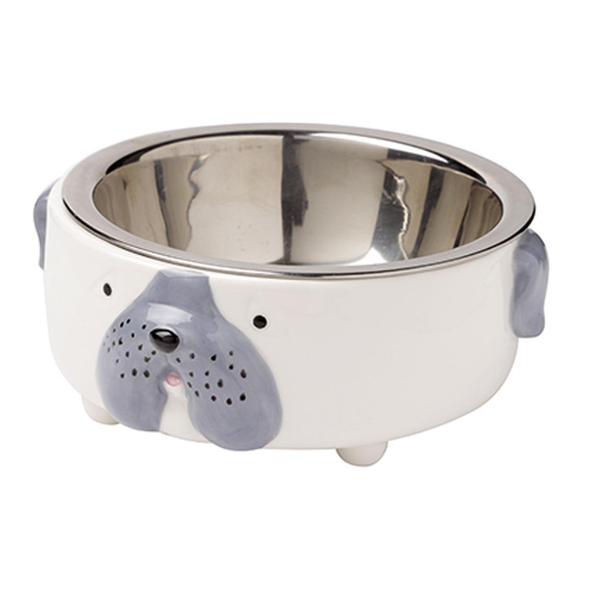 Ciotola Animali Ceramica Metallo Cagnolino cm.Ø17x7,5 | Montemaggi
