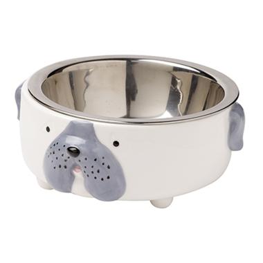 Ciotola Animali Ceramica Metallo Cagnolino cm.Ø17x7,5 | Montemaggi