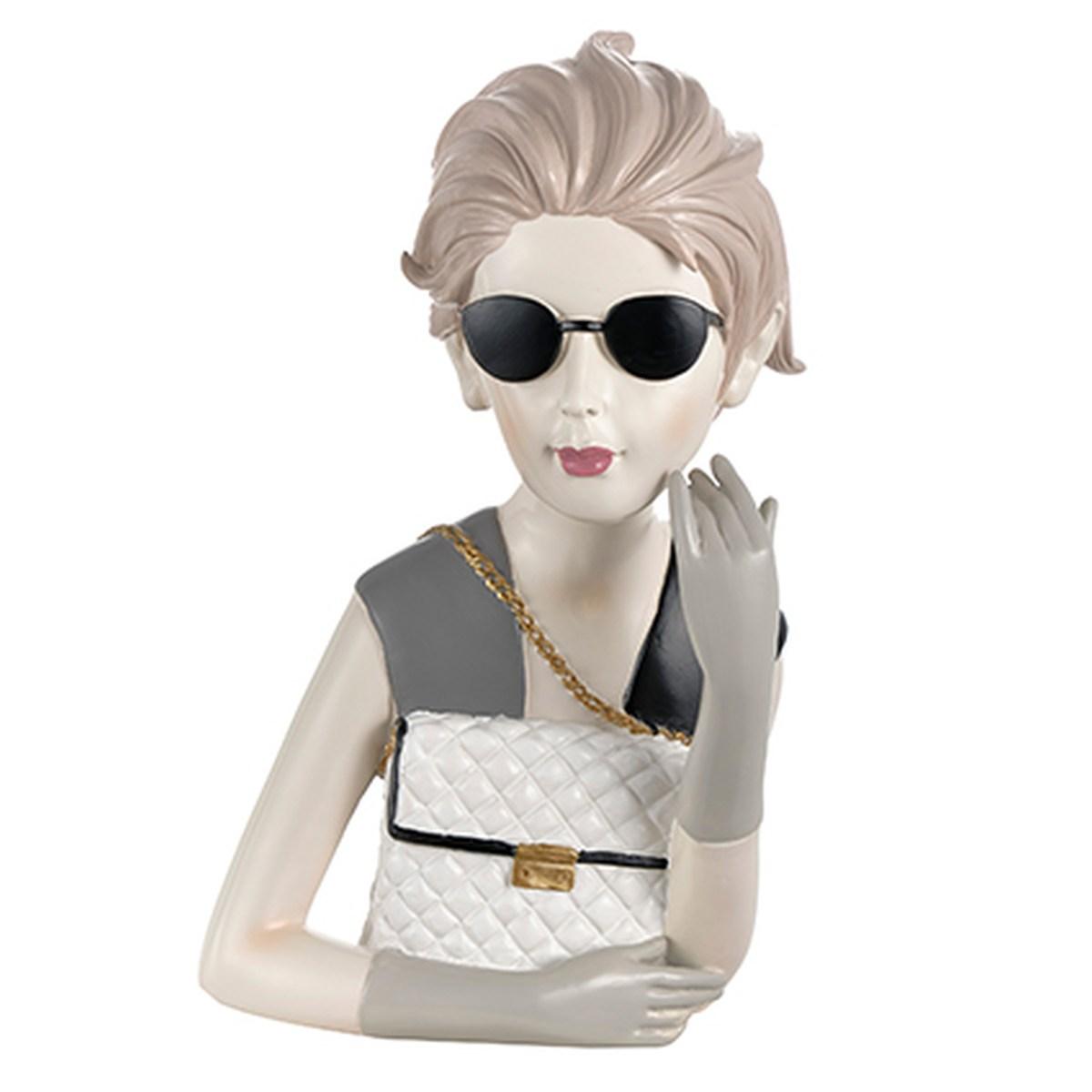 Statua Busto Ragazza Dreamt. con Borsa e Occhiali cm.30 |Montemaggi