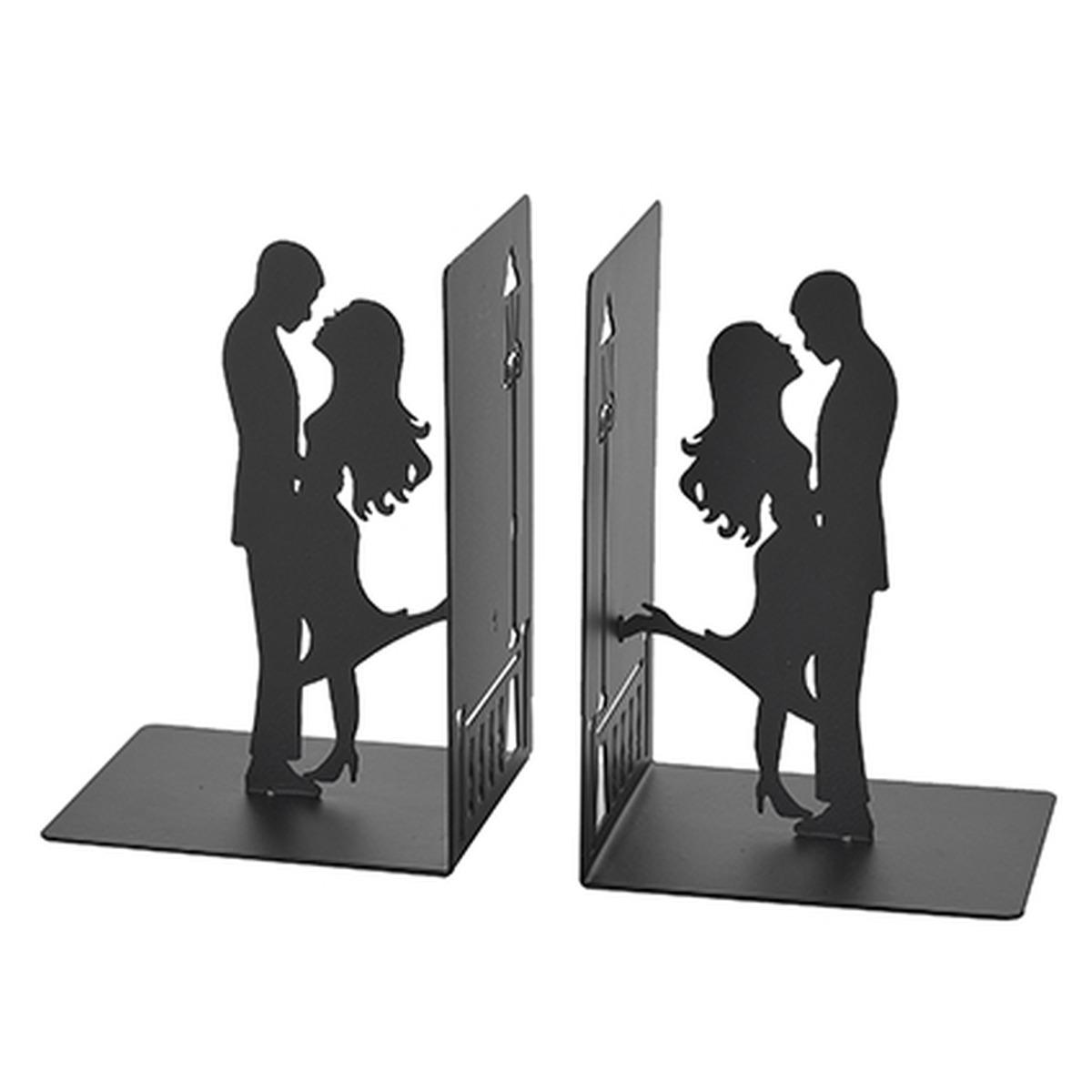 Ferma Libri Metallo Innamorati Nero cm.12x10x17 | Montemaggi