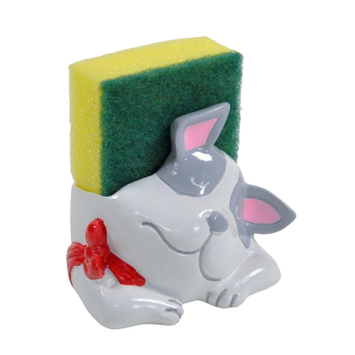 Portaspugne Ceramica Cane Bulldog Bianco Grigio cm.9 |Montemaggi