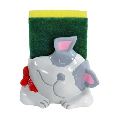 Portaspugne Ceramica Cane Bulldog Bianco Grigio cm.9 |Montemaggi