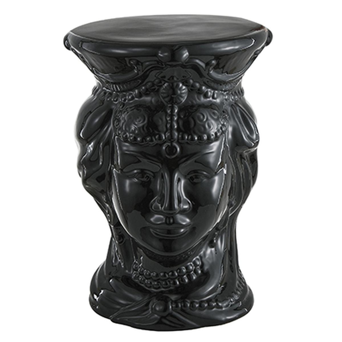 Sgabello Ceramica Testa Moro Regina Nera cm.31x44 | Montemaggi