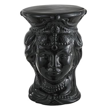 Sgabello Ceramica Testa Moro Regina Nera cm.31x44 | Montemaggi