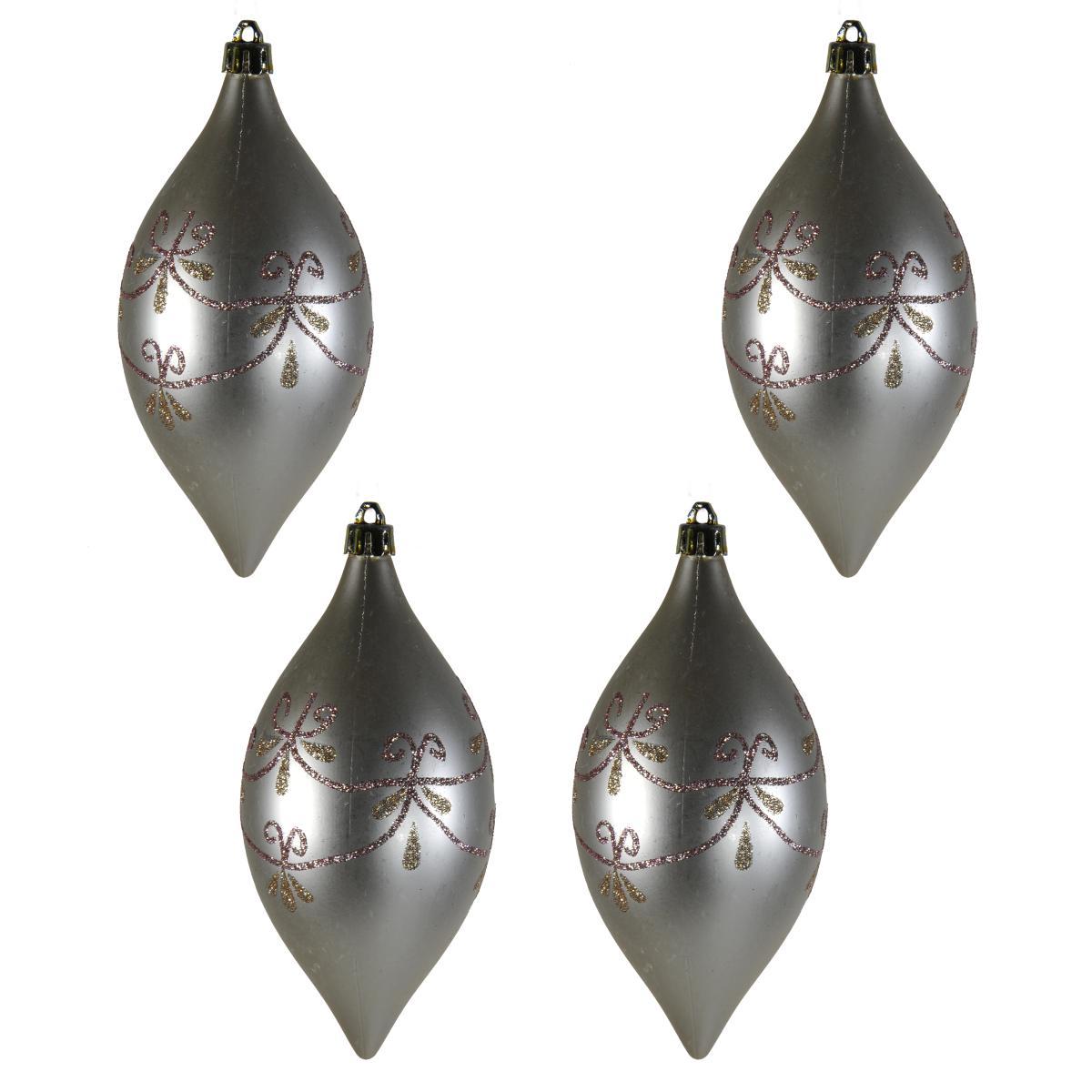 Pallina Natale cm.13 Goccia Rosa Set pz.4 |Mazzeo