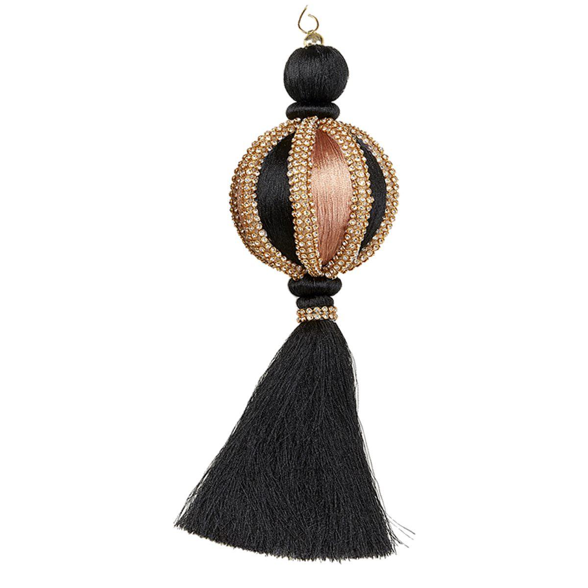 Decorazione Natalizia Drops Nero Rosa con Strass cm.9x26 |Fade