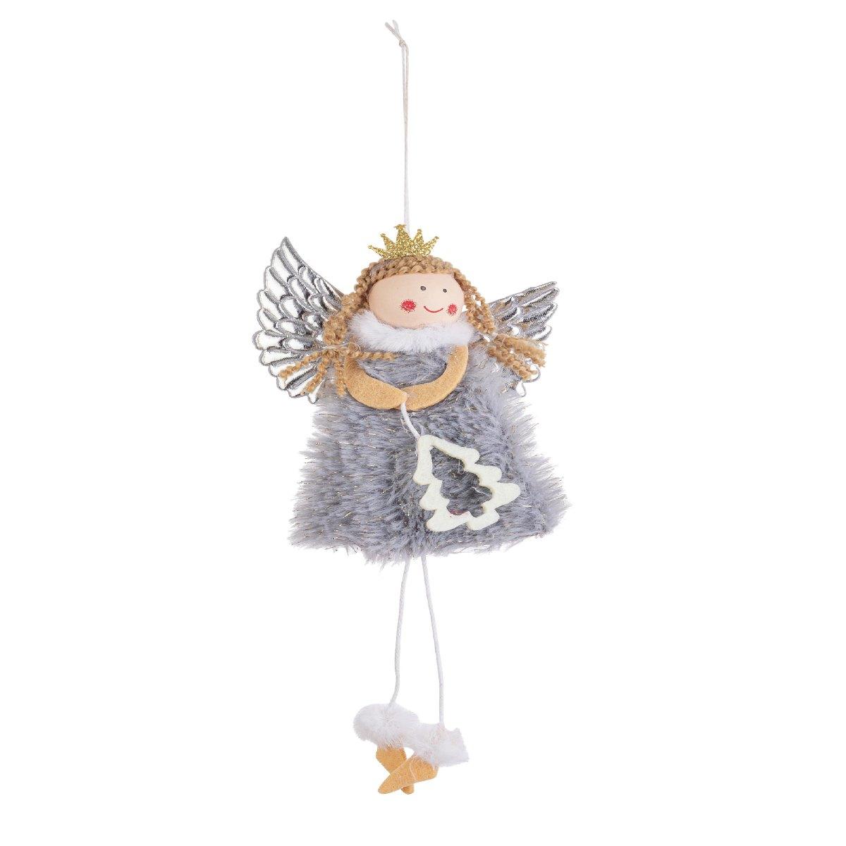 Decorazione Natalizia Angelo Abito Grigio cm.22 |Bizzotto