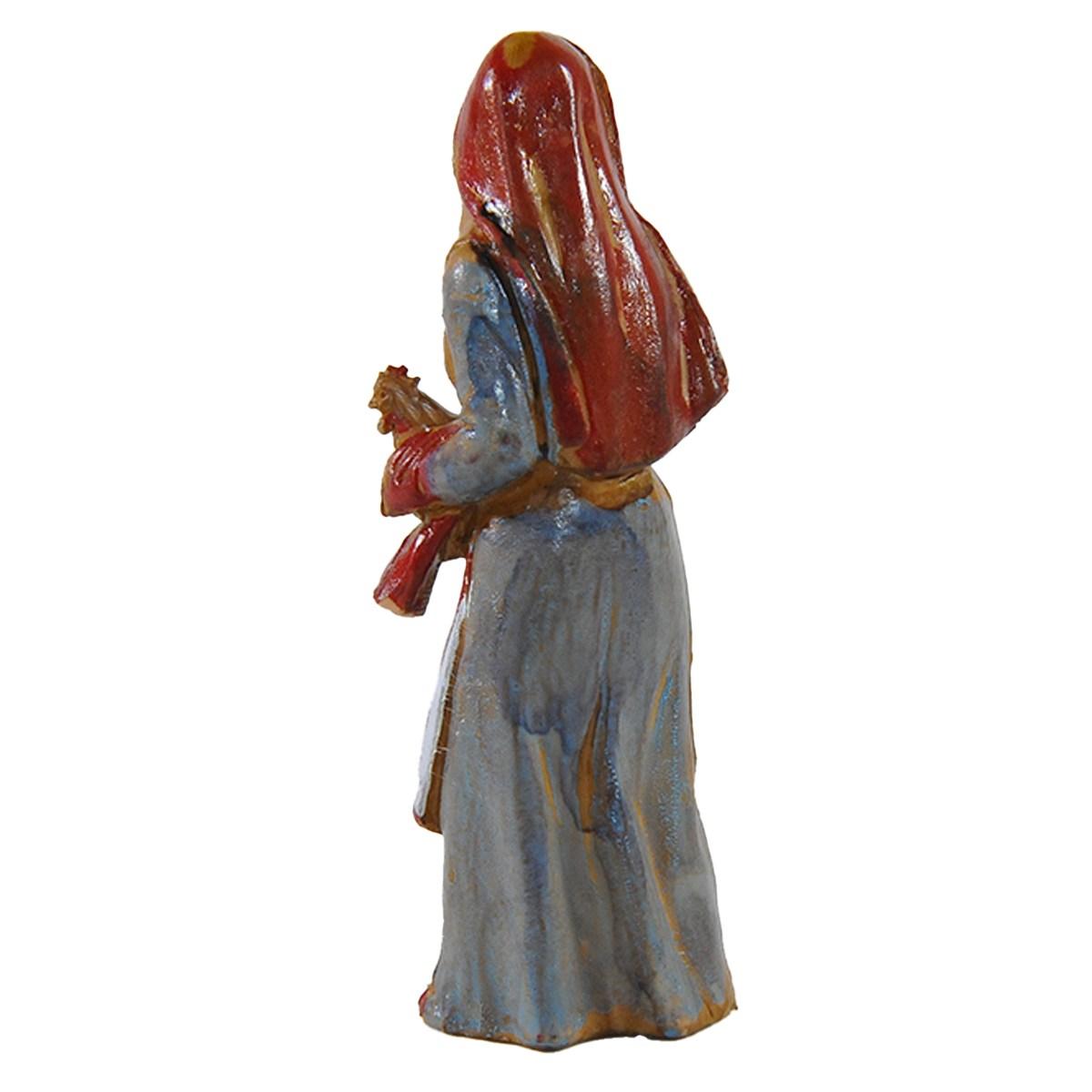 Statua cm.8 Donna con Gallina in Braccio | Moranduzzo