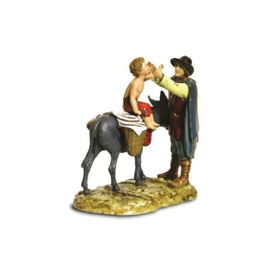 Statua cm.10 Famiglia Pastore con Bambino e Asino | Moranduzzo