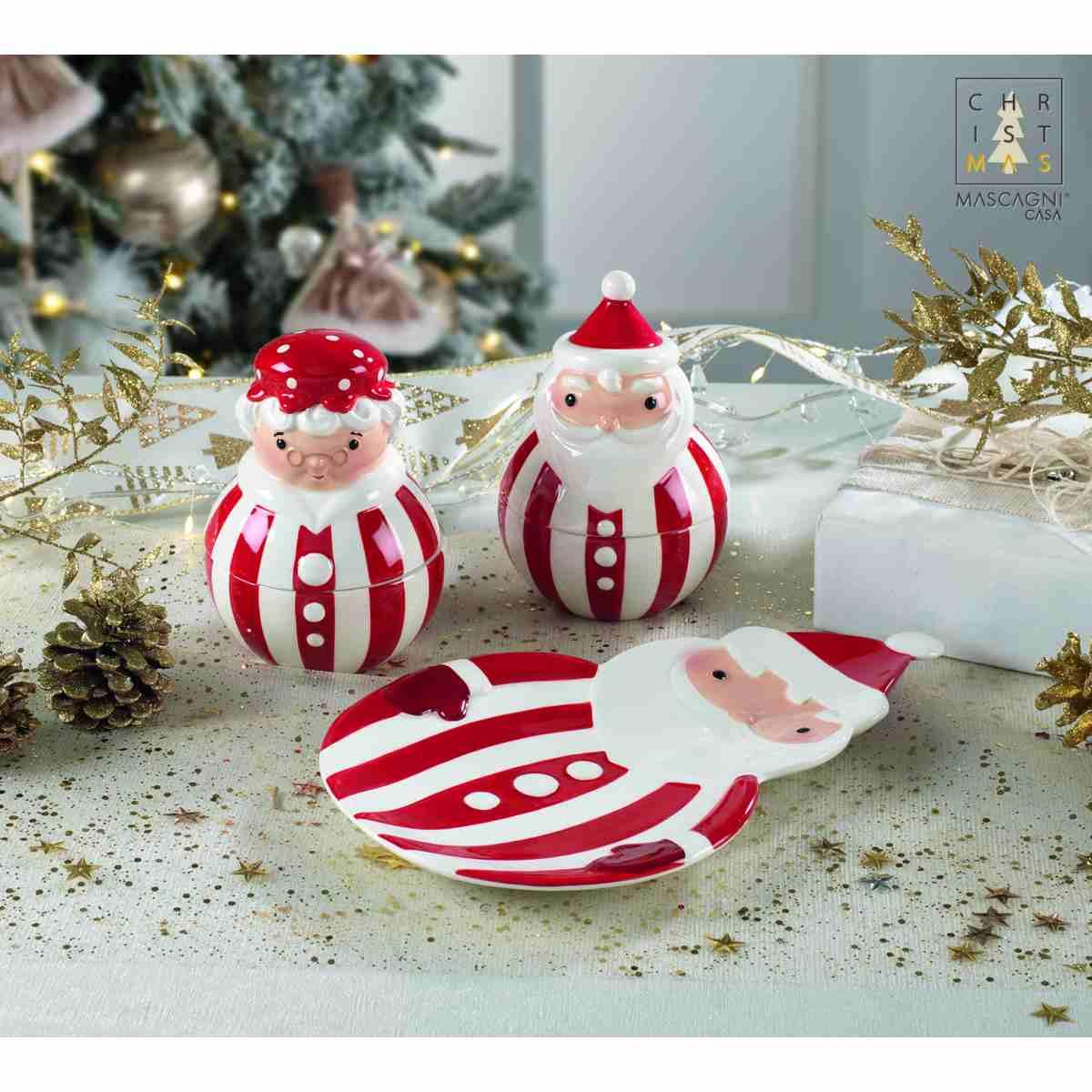 Barattolo Natale Ceramica con Babbo Natale cm.ÃƒÂ˜10x14