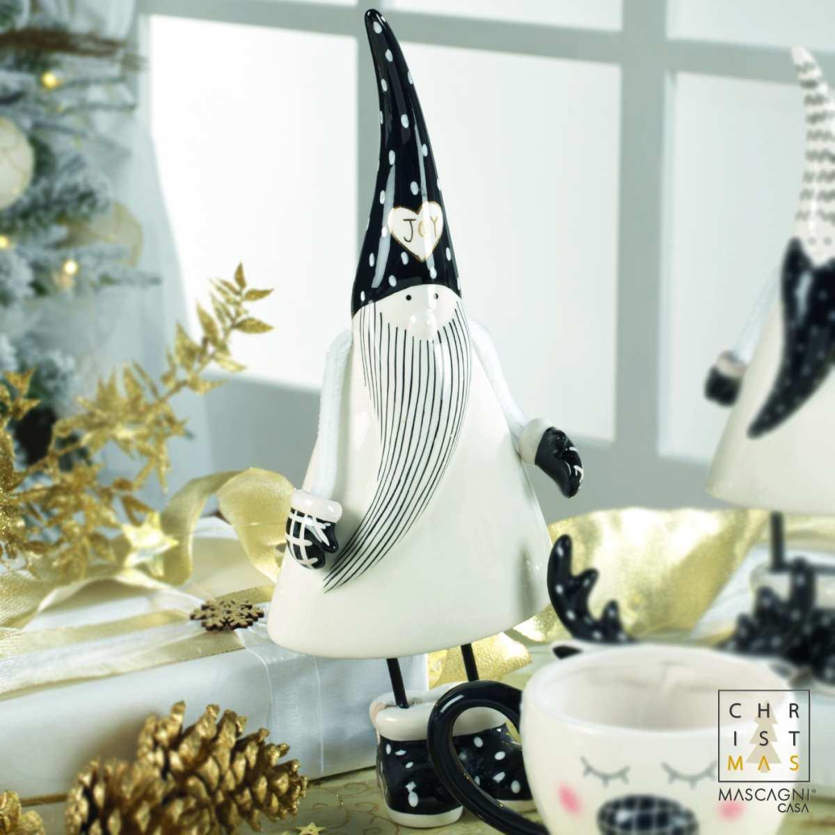 Babbo Natale cm.36 Ceramica Bianco/Nero |Mascagni