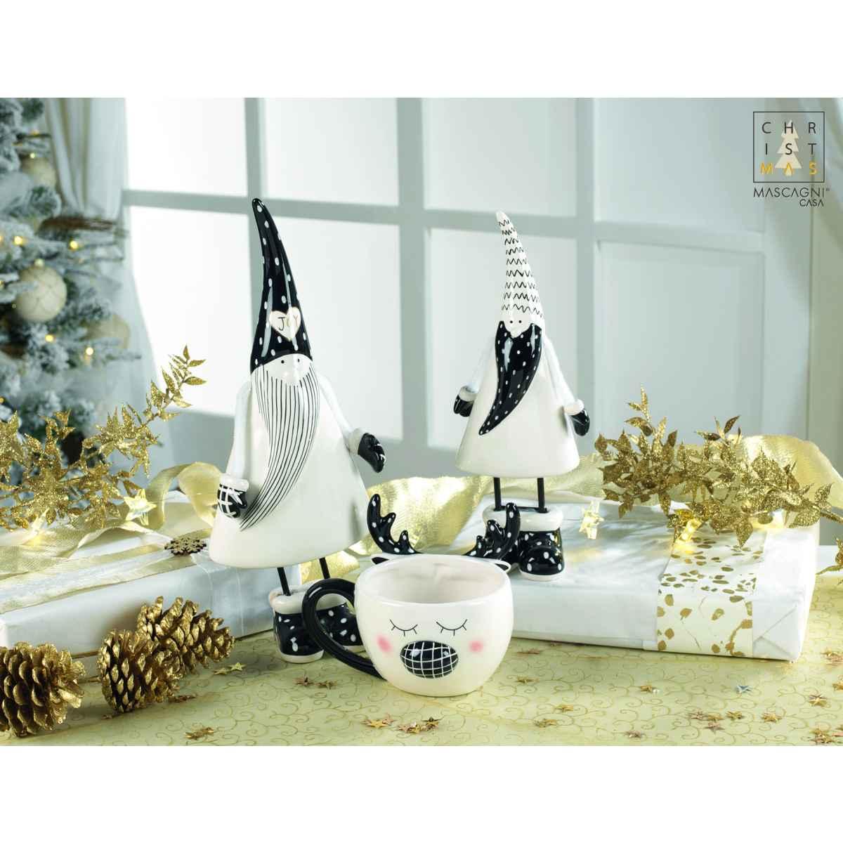 Babbo Natale cm.36 Ceramica Bianco/Nero |Mascagni