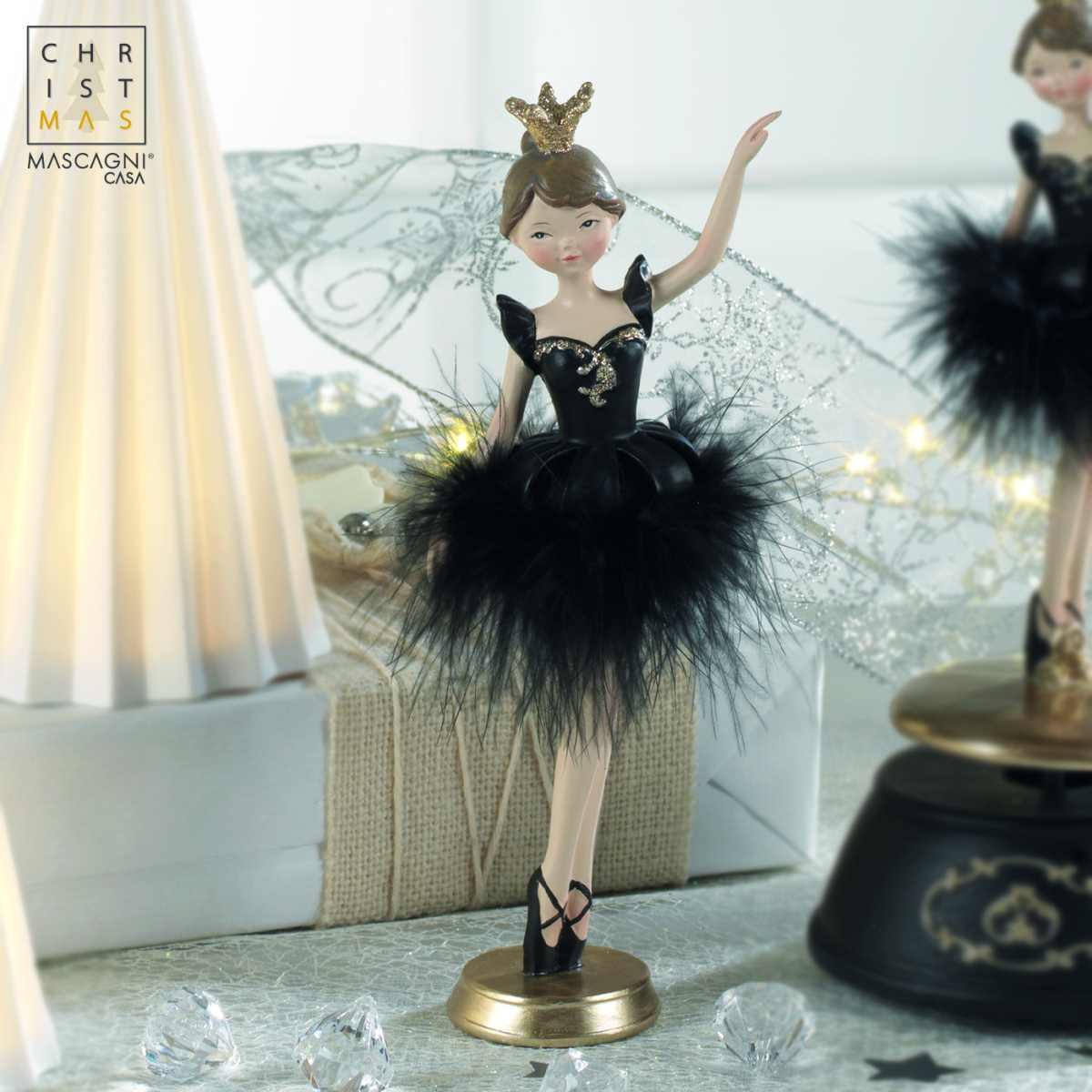 Statua Ragazza Ballerina Resina con Tutu Nero cm.21 |Mascagni