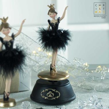 Carillon Natale Resina Ballerina Tutu Nero cm.10x22 |Mascagni