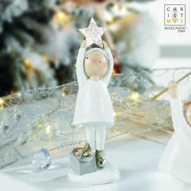 Gnomo Natalizio Resina Bianco con Stella cm.15 |Mascagni