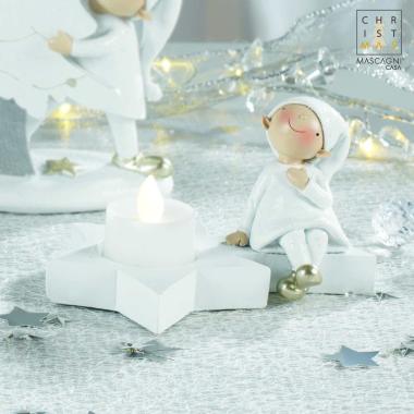 Portacandela Natale Gnomo Seduto con Stella cm.15 |Mascagni