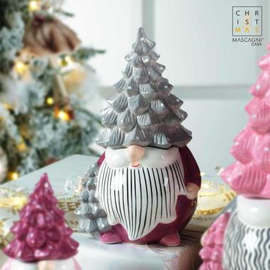 Barattolo Natale Ceramica con Babbo Natale Rosa cm.12x23 |Mascagni