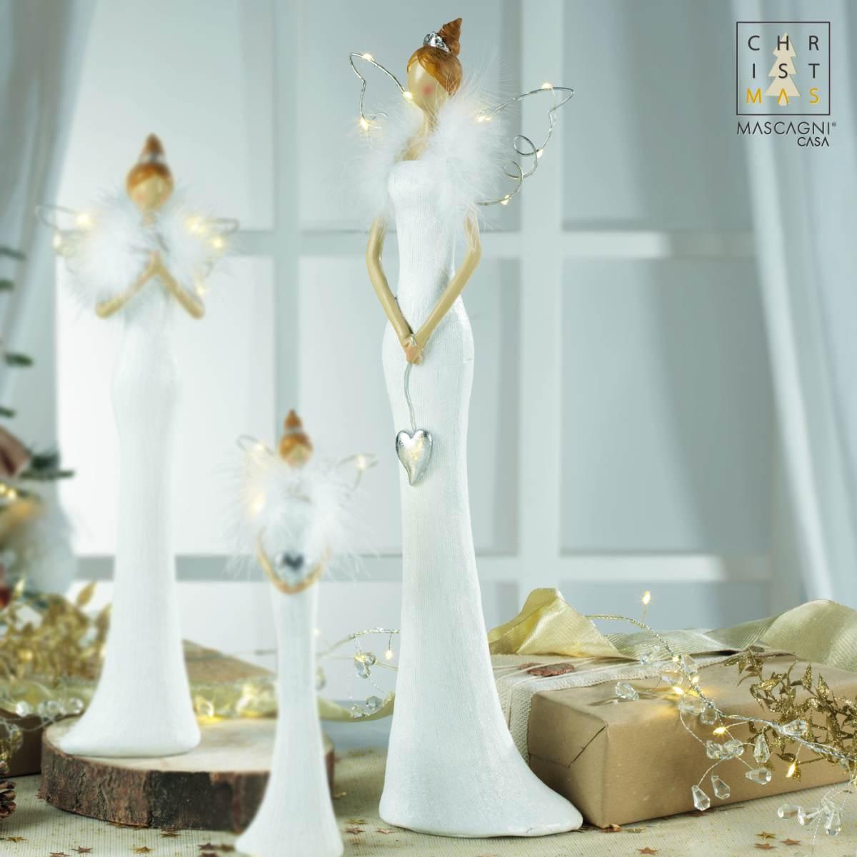 Statua Angelo Resina con Ali con LED cm.50 |Mascagni