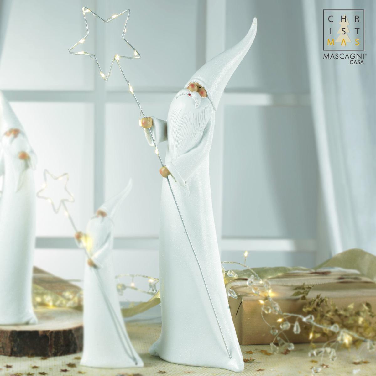 Babbo Natale Resina cm.51 Bianco con LED |Mascagni