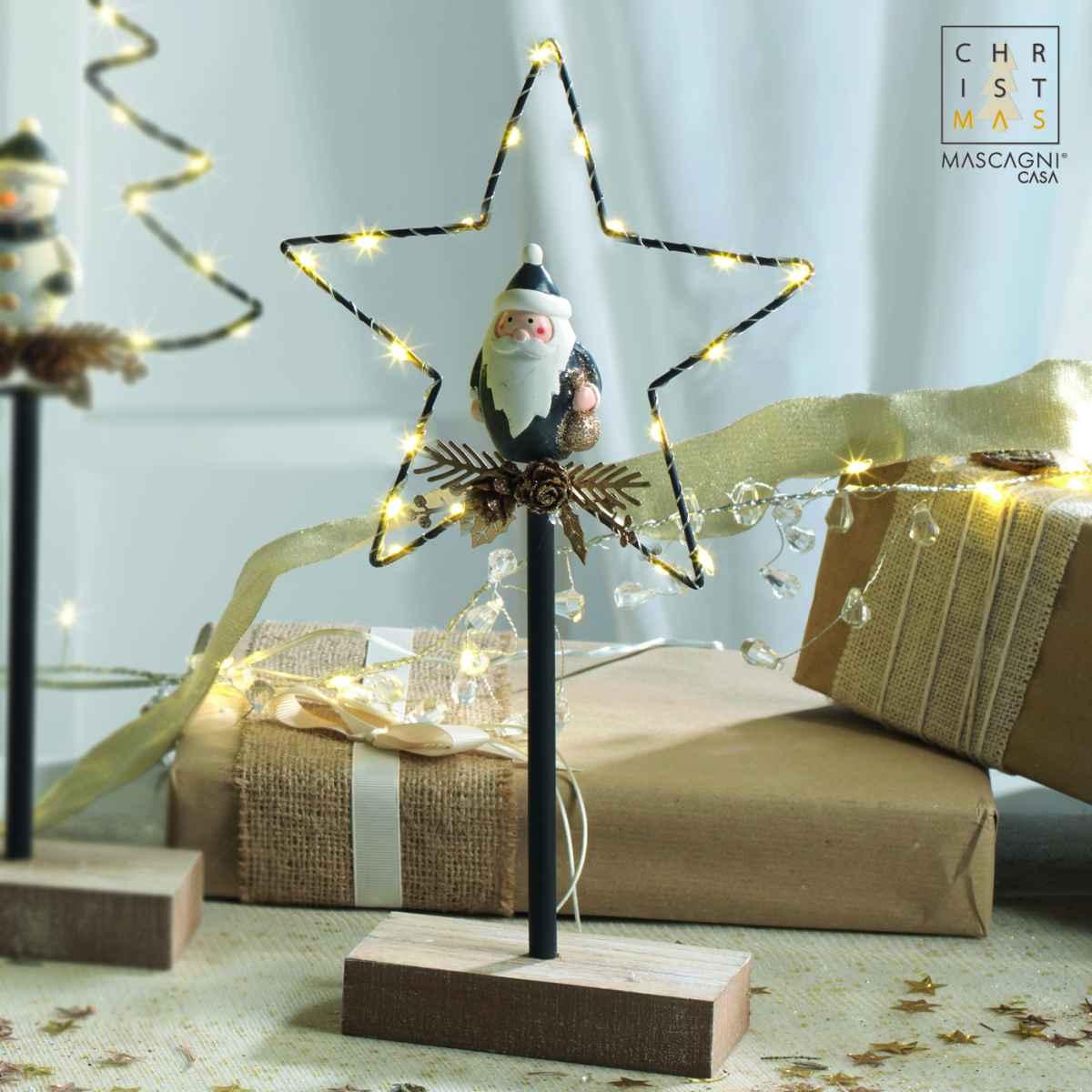 Decorazione Natalizia Stella con Babbo Natale e LED cm.33 |Mascagni