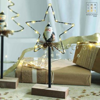 Decorazione Natalizia Stella con Babbo Natale e LED cm.33 |Mascagni